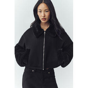 Alo Yoga Wool Blend Nightfall Bomber - Black in Kuwait