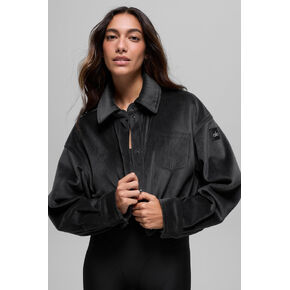 Alo Yoga Ribbed Velour Cropped Mountain Side Jacket - Black in Kuwait