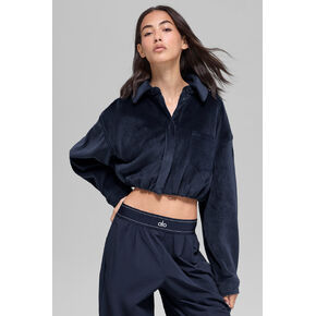 Alo Yoga Ribbed Velour Cropped Mountain Side Jacket - Navy in Kuwait