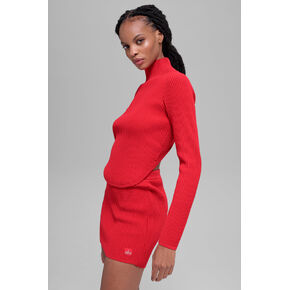 Alo Yoga Denim Knit Backless Long Sleeve - Bright Red in Kuwait
