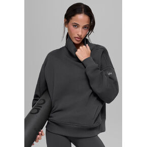 بلوفر Alo Yoga Hazy Mock Neck - أنثراسايت in Kuwait