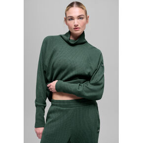 Alo Yoga Waffle Weekend Escape Mock Neck Long Sleeve - Clover Green in Kuwait