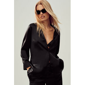 Alo Yoga Silk Luminous Button Up - Black in Kuwait