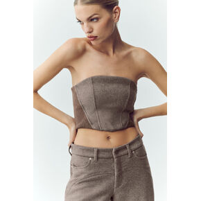 Alo Yoga Wool Blend Nightcap Corset Top - Alpine Cocoa Heather in Saudi Arabia