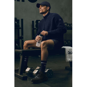 Alo Yoga Domain Shift Rib Knit 1/4 Zip Sweater - Navy in Kuwait