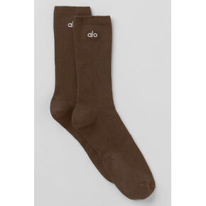 Alo Yoga Unisex Half-Crew Understated Sock - Espresso in Kuwait