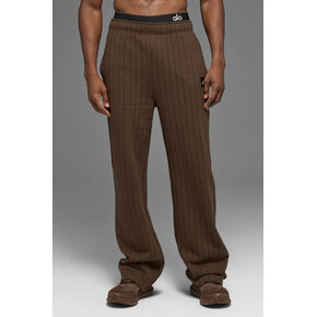Alo Yoga Pinstripe Straight Leg Sweatpant - Espresso Pinstripe in Kuwait