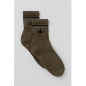 Alo Yoga Unisex Half-Crew Throwback Sock - Olive Tree/Black in Kuwait