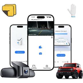 كاميرا داش 4K تناسب Ford Bronco 2021 2022 2023 2024، لا تناسب 2025 Bronco، لا تناسب Ford Bronco Sport، WiFi & App، بطاقة 128 جيجابايت (F10pro) in Kuwait