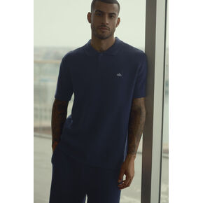 Alo Yoga Sports Club Sweater Knit Polo - Navy in Kuwait