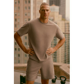 Alo Yoga Double Take Short Sleeve - Gravel in Saudi Arabia