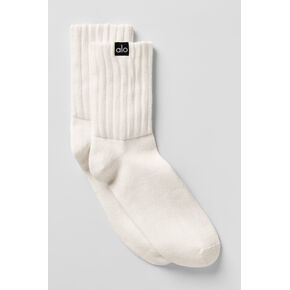 Alo Yoga Unisex Half-Crew Scrunch Sock - Ivory in Kuwait