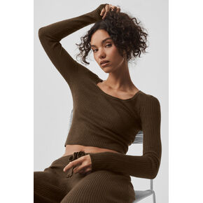 Alo Yoga Sweater Knit Unwind Long Sleeve - Espresso in Kuwait