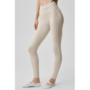 Alo Yoga 7/8 High-Waist Alosoft Heart Throb Legging - Oatmeal Heather/White in Kuwait