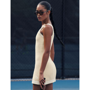 Alo Yoga Tennis Club Sweater Knit Dress - Oatmeal/White in Kuwait