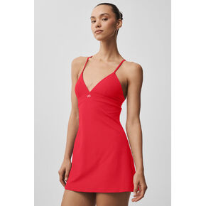 فستان ألو يوجا آير برش سبلندور - أحمر ساطع in Kuwait