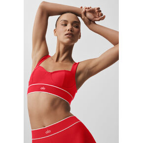 حمالة صدر Alo Yoga Airlift Alignment - أحمر/أبيض ساطع in Kuwait