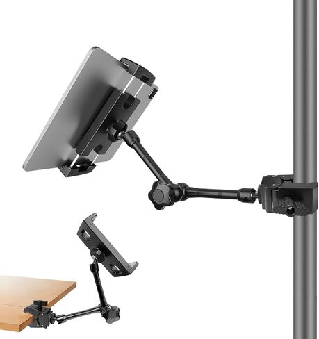 حامل تابلت بحامل ميكروفون، حامل ميكروفون iPad دوار 360 درجة، حامل هاتف iPad لحامل الميكروفون / جهاز المشي / دراجة الدوران / حامل مقود الدراجة لتمارين Peloton، يناسب أجهزة iPad وiPhone والهواتف الذكية التي تعمل بنظام Android مقاس 4-12.9 بوصة in Kuwait