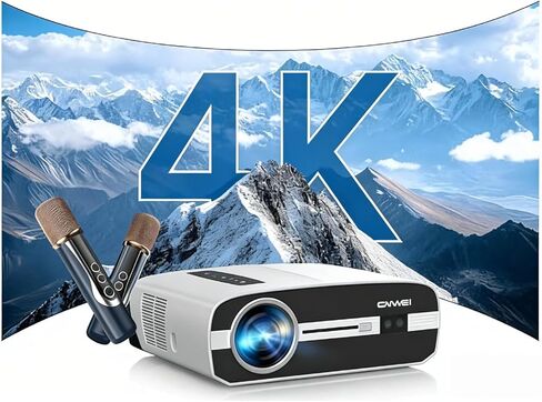 جهاز عرض بتركيز تلقائي 4K، مع 2 ميكروفونات لاسلكية، أجهزة عرض ذكية فائقة الدقة 1200 ANSI وتطبيقات بث بلوتوث واي فاي لنظام Android في المسرح المنزلي في ضوء النهار، 1080 بكسل أصلي، HDR، HDMI ARC، حامل السقف in Kuwait