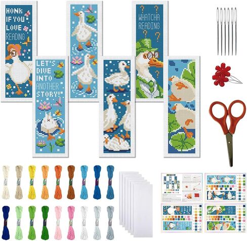FREEBLOSS 12 Set Cross Stitch Bookmark Kits Colorful Pet Pattern Stamped Cross Stitch Kit 11CT Embroidery Kit with Instructions for Beginners 8 * 2.4inch in Saudi Arabia