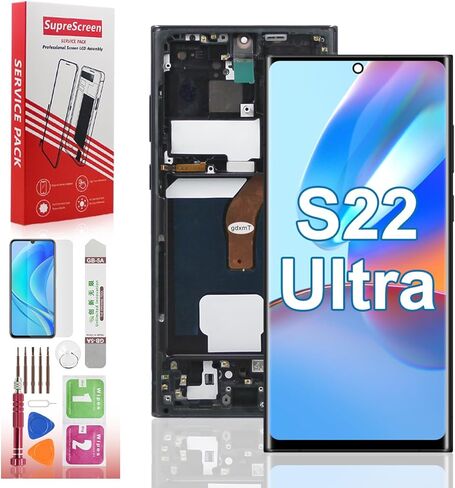 استبدال شاشة OLED لهاتف Samsung Galaxy S21 Ultra 5G مع إطار لاستبدال شاشة Samsung S21 Ultra SM-G998U G998A G988W محول رقمي بشاشة لمس LCD مع أدوات أسود (إصدار الولايات المتحدة) in Kuwait