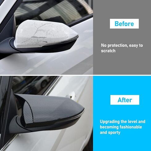 Yumzeco متوافق مع أغطية مرآة جانبية Hyundai Elantra Ox Horn 2021 2022 2023 2024 2025، أغطية مرايا جانبية للباب LH & RH مع ملحقات الديكور الخارجي ذات الحواف الخفيفة (أسود لامع) in Saudi Arabia