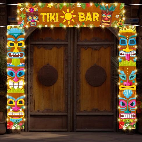 Skylety 3 Pcs LED Hawaiian Aloha Banner Party Decorations with 6 Light Strings, Aloha Banner Welcome Door Porch Signs for Tiki Bar Tropical Carnival Party Jungle Backdrop Wall Hanging Supplies in Saudi Arabia