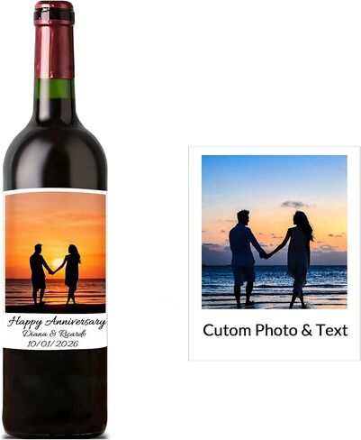 Personalized Wine Stickers, Custom Waterproof Champagne Wine Labels, Customized Wine Bottle Stickers with Your Text/Logo/Image for Wedding Anniversary Baby Shower Party Favors Engagement Wine Labels in Saudi Arabia