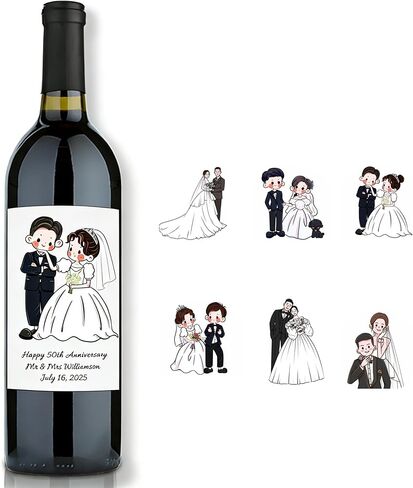 Personalized Wine Stickers, Custom Waterproof Champagne Wine Labels, Customized Wine Bottle Stickers with Your Text/Logo/Image for Wedding Anniversary Baby Shower Party Favors Engagement Wine Labels in Saudi Arabia