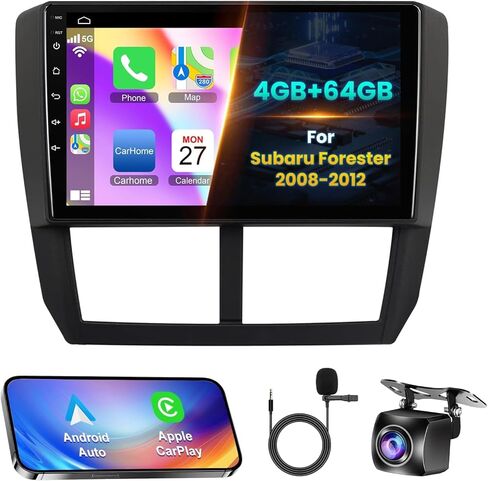 【4+64】 Car Radio for Subaru Forester 2002-2008, Android 12 Stereo with Wireless CarPlay &Android Auto, Support GPS/Bluetooth5.2/SWC/WiFi/FM/Backup Camera/MIC/EQ/DSP/Split Screen in Kuwait