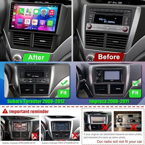【4+64】 Car Radio for Subaru Forester 2002-2008, Android 12 Stereo with Wireless CarPlay &Android Auto, Support GPS/Bluetooth5.2/SWC/WiFi/FM/Backup Camera/MIC/EQ/DSP/Split Screen in Kuwait