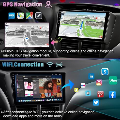 【4+64】 Car Radio for Subaru Forester 2002-2008, Android 12 Stereo with Wireless CarPlay &Android Auto, Support GPS/Bluetooth5.2/SWC/WiFi/FM/Backup Camera/MIC/EQ/DSP/Split Screen in Kuwait