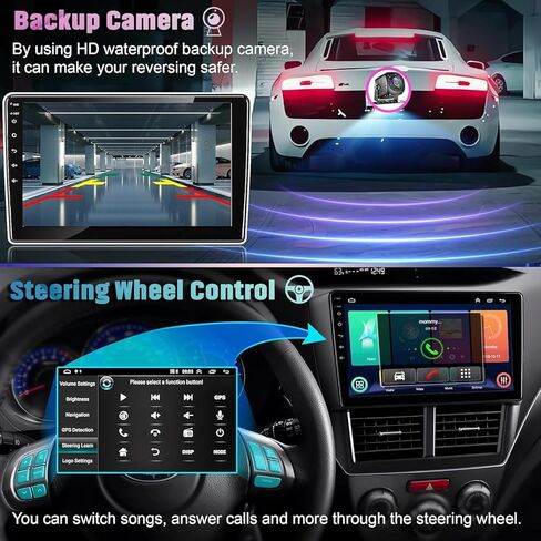【4+64】 Car Radio for Subaru Forester 2002-2008, Android 12 Stereo with Wireless CarPlay &Android Auto, Support GPS/Bluetooth5.2/SWC/WiFi/FM/Backup Camera/MIC/EQ/DSP/Split Screen in Kuwait