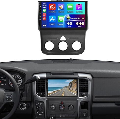 راديو ستيريو للسيارة 2+64G Android 13 CarPlay لسيارة Dodge Ram 1500 2500 3500 2013-2019 (مكيف هواء يدوي)، شاشة لمس عالية الدقة 9 بوصة مع Android Auto، كاميرا احتياطية AHD، وصلة مرآة، GPS، WiFi، FM RDS in Kuwait