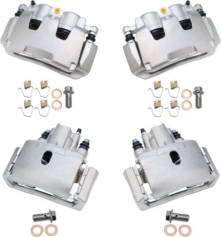 Detroit Axle - 4pc Brake Calipers for 06-10 Chevrolet Impala Monte Carlo, 4 Front and Rear Disc Brake Calipers 2006 2007 2008 2009 2010 Replacement in Kuwait