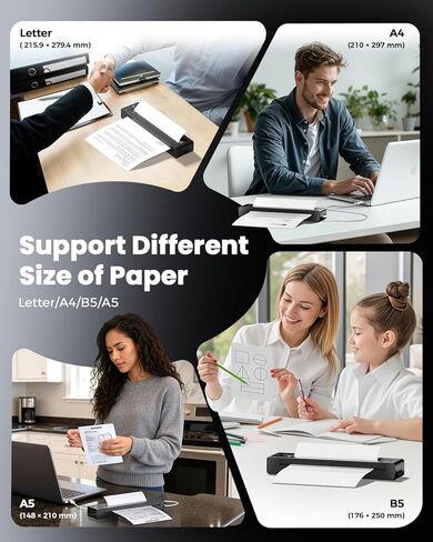 طابعة محمولة لاسلكية للسفر ، 2025 تدعم الطابعات الحرارية بدون طيار لرسالة أمريكية 8.5 "× 11" وحجم طابعة متنقلة متوافقة مع كمبيوتر iPhone المحمول لمدرسة Office Home Car School in Kuwait