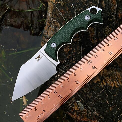 سكين Watchman WF221 EDC ذو نصل ثابت 14C28N مقبض ميكارتا من الفولاذ مع أغلفة كيديكس للأنشطة الخارجية والتخييم (بني) in Kuwait