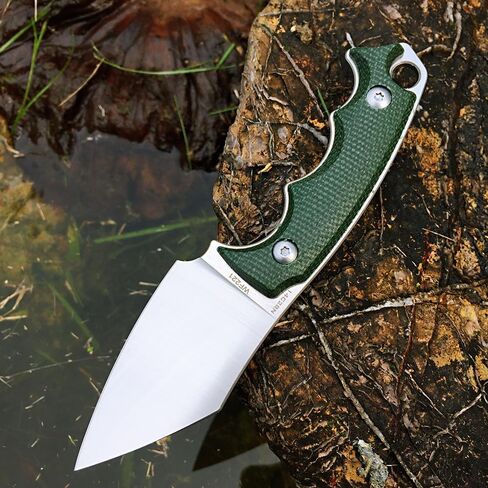 سكين Watchman WF221 EDC ذو نصل ثابت 14C28N مقبض ميكارتا من الفولاذ مع أغلفة كيديكس للأنشطة الخارجية والتخييم (بني) in Kuwait