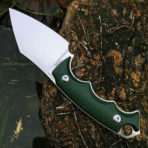 سكين Watchman WF221 EDC ذو نصل ثابت 14C28N مقبض ميكارتا من الفولاذ مع أغلفة كيديكس للأنشطة الخارجية والتخييم (بني) in Kuwait