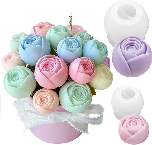 3 Pcs Peony Candle Mold for Candle Making, Set of Large + Medium +Small 3D Peony Flower Silicone Molds for Epoxy Resin Casting Wax Soap Clay Plaster Home Décor Handmade Gift in Saudi Arabia