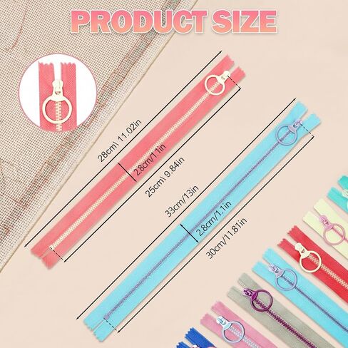 سحابات راتنج نايلون 10 مساءً ، سحابات الخياطة مع سحب الحلقة ، سحاب بلاستيكي ، مستلزمات ملونة سحابية ملونة لأكياس ملابس الخياطة المصممة DIY (13 بوصة) in Kuwait