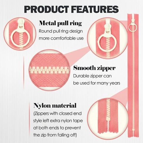 سحابات راتنج نايلون 10 مساءً ، سحابات الخياطة مع سحب الحلقة ، سحاب بلاستيكي ، مستلزمات ملونة سحابية ملونة لأكياس ملابس الخياطة المصممة DIY (13 بوصة) in Kuwait