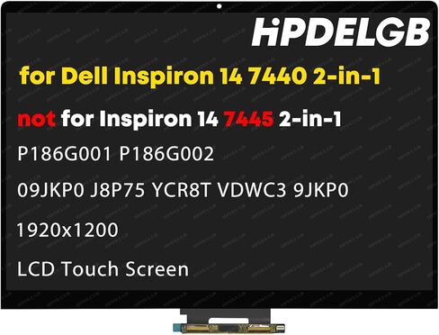 بديل لجهاز Dell Inspiron 14 7440 7445 2 في 1 P186G001 P186G002 09JKP0 J8P75 YCR8T VDWC3 9JKP0 1920x1200 شاشة LCD تعمل باللمس مجموعة محول رقمي بدون إطار in Saudi Arabia