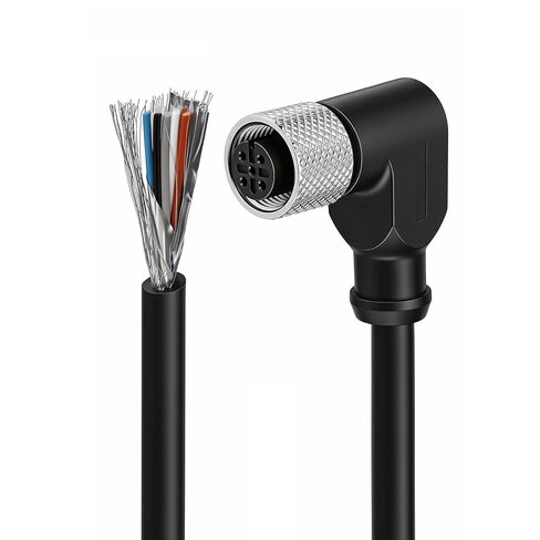 M12 5 Pin Industrial Shielded Sensor Connector Male Signal Actuator Cable A-Coding Waterproof Electrical 90 Degree Angle Connector for Device Network CANopen 2M/6.6FT in Saudi Arabia