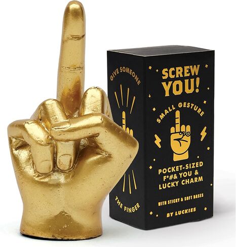 Luckies Golden Heart Finger Lucky Charm | Pocket-Sized Gold Good Luck Token in Elegant Black & Gold Box | Solid Mini Statue | Unique Ring Holder | Novelty Gift Room Decor or Desk Accessory in Saudi Arabia