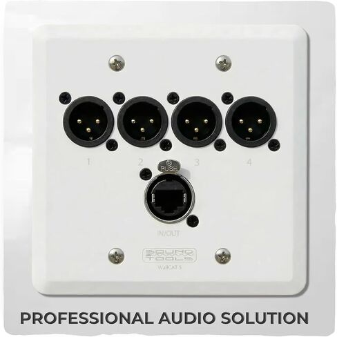 SoundTools Wall CAT 5 ذكر XLR أبيض - 4 قنوات صوتية فوق لوحة حائط CAT محمية مع etherCON - لوحة XLR بدون لحام لإشارات تناظرية/AES3/DMX للاستخدام في الاستوديو والمسرح والصوت والصورة in Kuwait