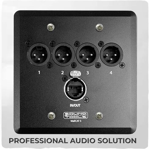 SoundTools Wall CAT 5 ذكر XLR أبيض - 4 قنوات صوتية فوق لوحة حائط CAT محمية مع etherCON - لوحة XLR بدون لحام لإشارات تناظرية/AES3/DMX للاستخدام في الاستوديو والمسرح والصوت والصورة in Kuwait
