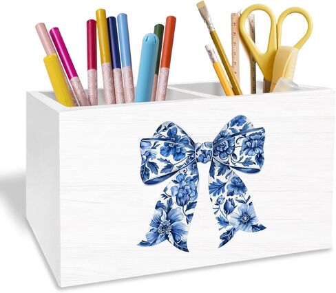 Leopard Coquette Bow Pen Holder for Desk, Pink and Cheetah Print Pencil Organizer, Preppy Trendy Leopard Bow Wooden Box Sign Desk Decor for Girls Bedroom Home Decoration in Saudi Arabia