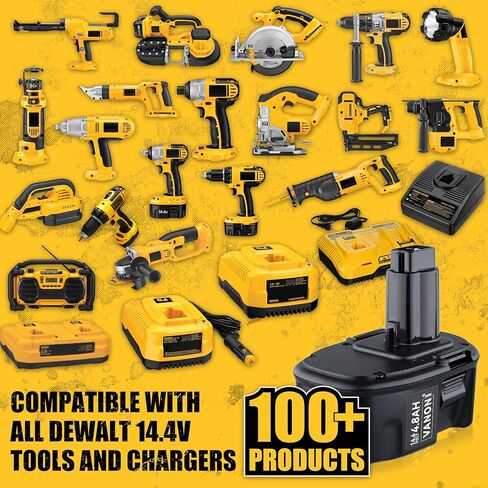 VANON [تمت الترقية إلى 4.8Ah 14.4V DC9091 DW9094 Ni-MH لاستبدال بطارية DeWALT 14.4V XRP DW9091 DW935 DE9038 DE9091 DE9092، 2 حزمة in Kuwait