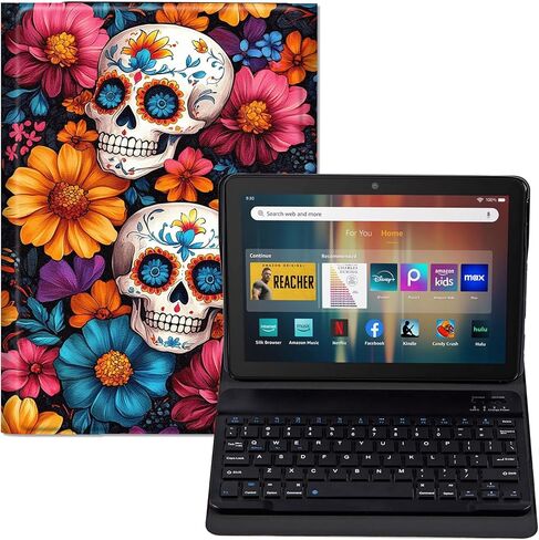 حافظة لوحة المفاتيح لجهاز Fire HD 10/10 Plus Tablet (الجيل الثالث عشر/الحادي عشر، إصدار 2023/2021، 10.1 بوصة) - غطاء حامل من جلد البولي يوريثان، لوحة مفاتيح بلوتوث قابلة للفصل، تصميم بقرة هايلاند لطيف واقٍ in Kuwait